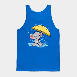 Baby Elephant Umbrella Raindrops Tank Top